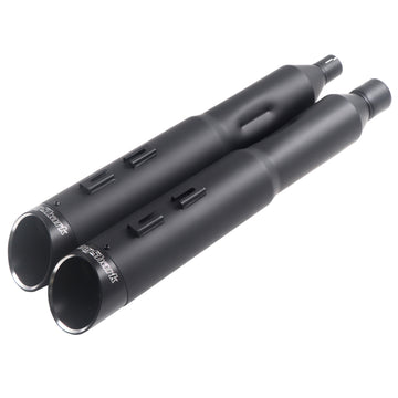 Stepped Ceramic 4.5" Matte Black Slip-On Mufflers For Harley Touring 2017-later - Ring Shark