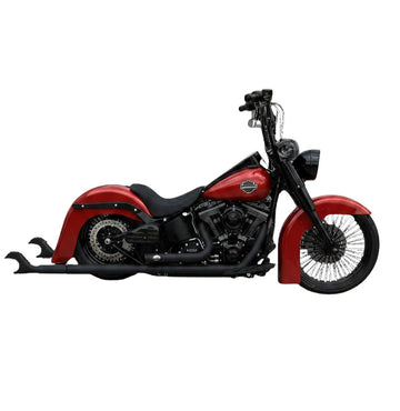 Softail True Dual Fishtail Exhaust Performance Matt Black Full System for Harley Softail 2000-2017 Models Upswept Fishtails Ceramic Coating