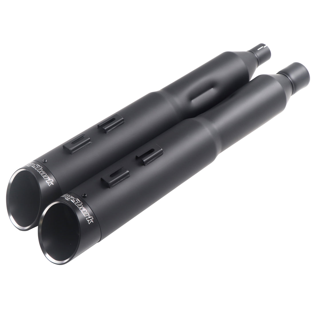 Stepped Ceramic 4.5" Matte Black Slip-On Mufflers For Harley Touring 2017-later - Ring Shark