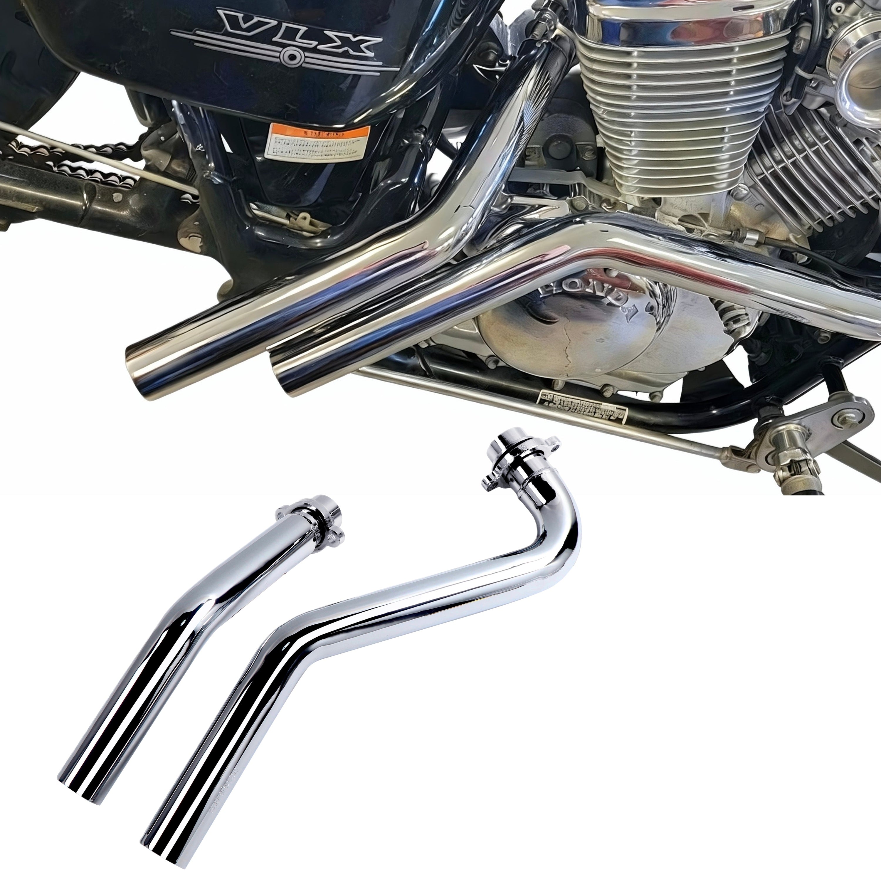 Baffled Drag Pipes for Honda Shadow VT600, Shadow VLX 600, Steed Models 1988-2007