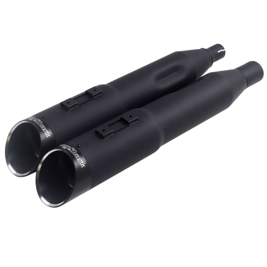 Muscle Stepped 5.0" Ceramic Matte Black Slip-On Mufflers For Harley Touring 2017-Later - Ring Shark