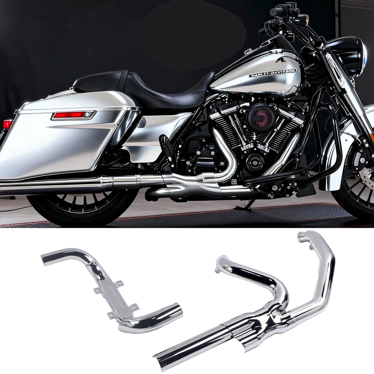 Boost Power Head Pipes for Harley Touring 1995 - 2008 | Chrome Power Headers with 2 into 1