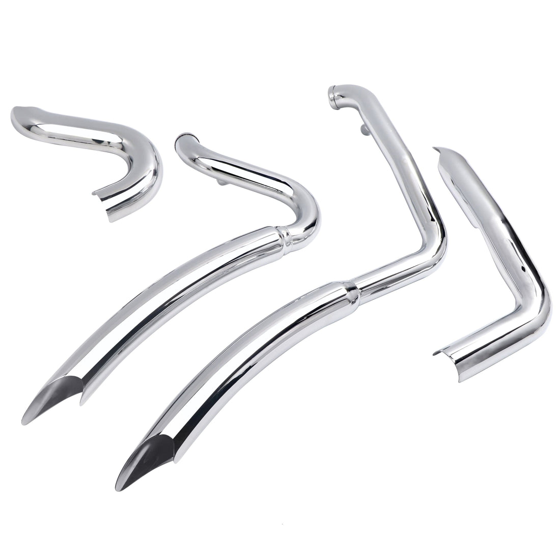 Bad Ass Style Stepped 2-Into-2 Exhaust For Harley Dyna 2006-2017 Models, Performance Great With Full Coverage Heat Shield - Ring Shark