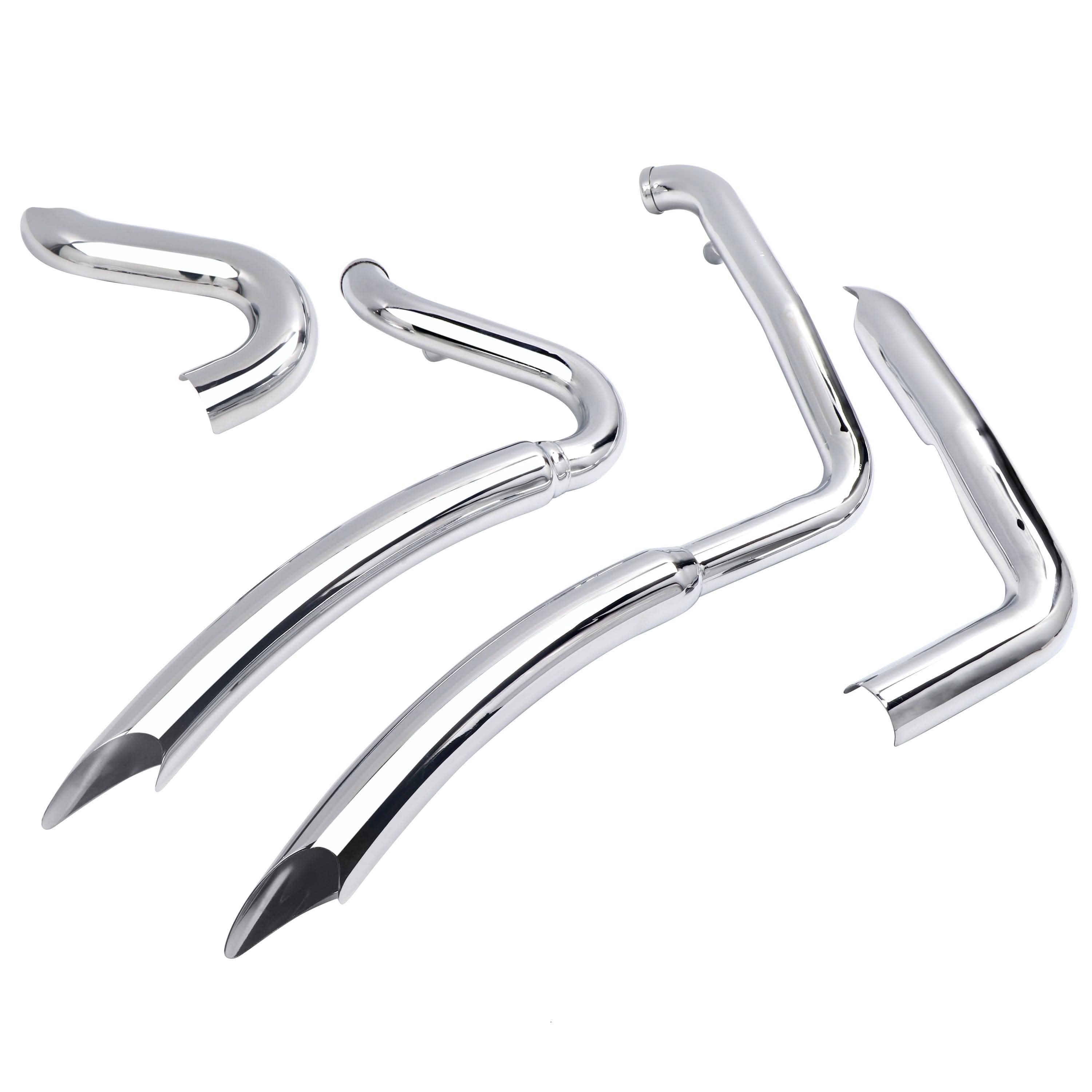Bad Ass Style Stepped 2-Into-2 Exhaust For Harley Dyna 2006-2017 Models, Performance Great With Full Coverage Heat Shield - Ring Shark