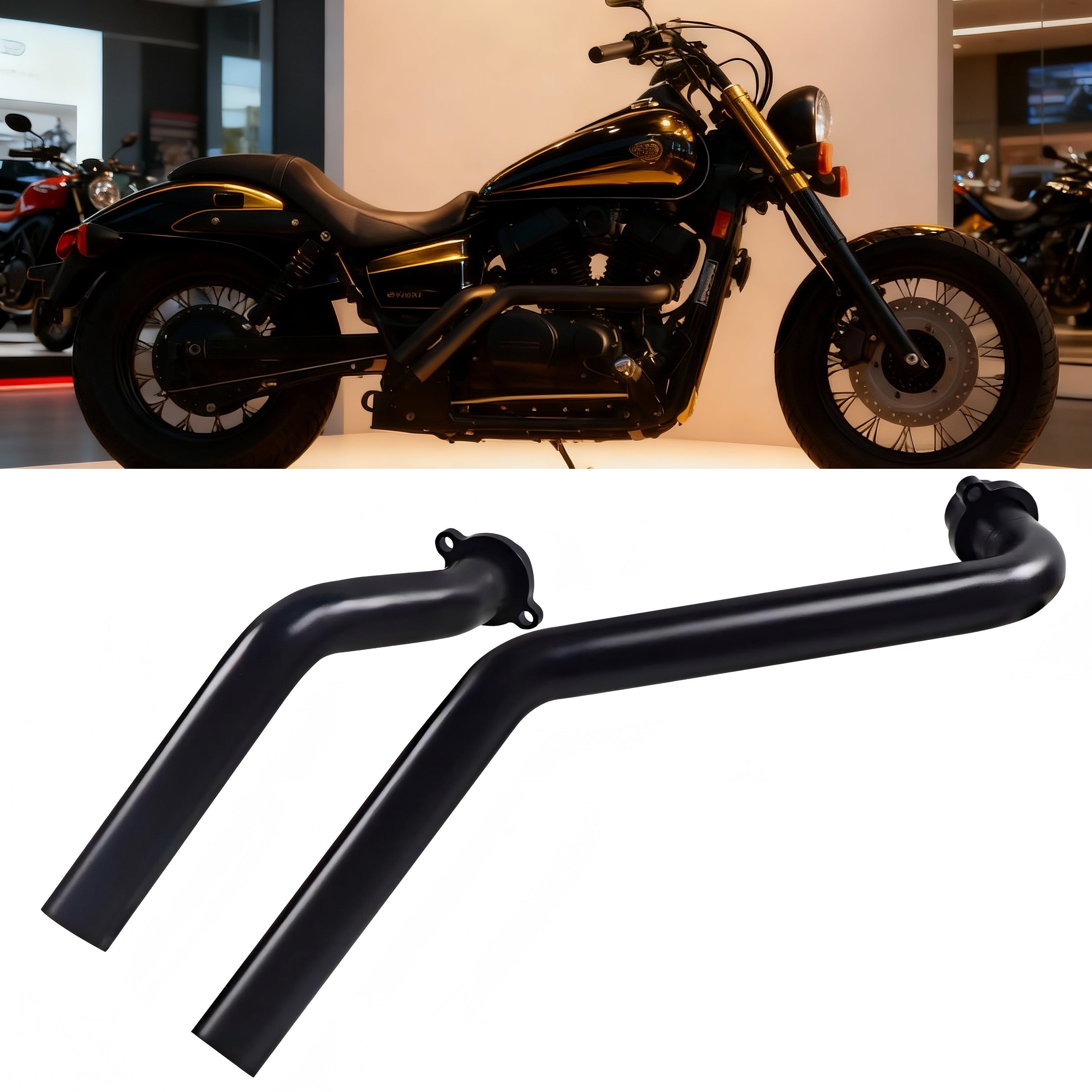 Rumble Tone Chrome Drag Exhaust for Honda VT750 Aero & Phantom, Fits Spirit VT750 & Honda Shadow VT400 Deep Sound & Polished Finish