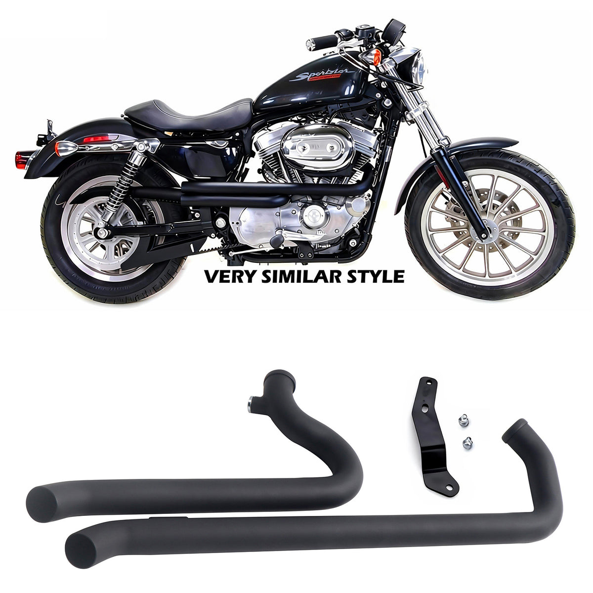 Aggressive Sportster Drag Pipes Black Set for Harley Sportster Exhaust Pipes Update 2004-2022 CERAKOTE Ceramic Coating