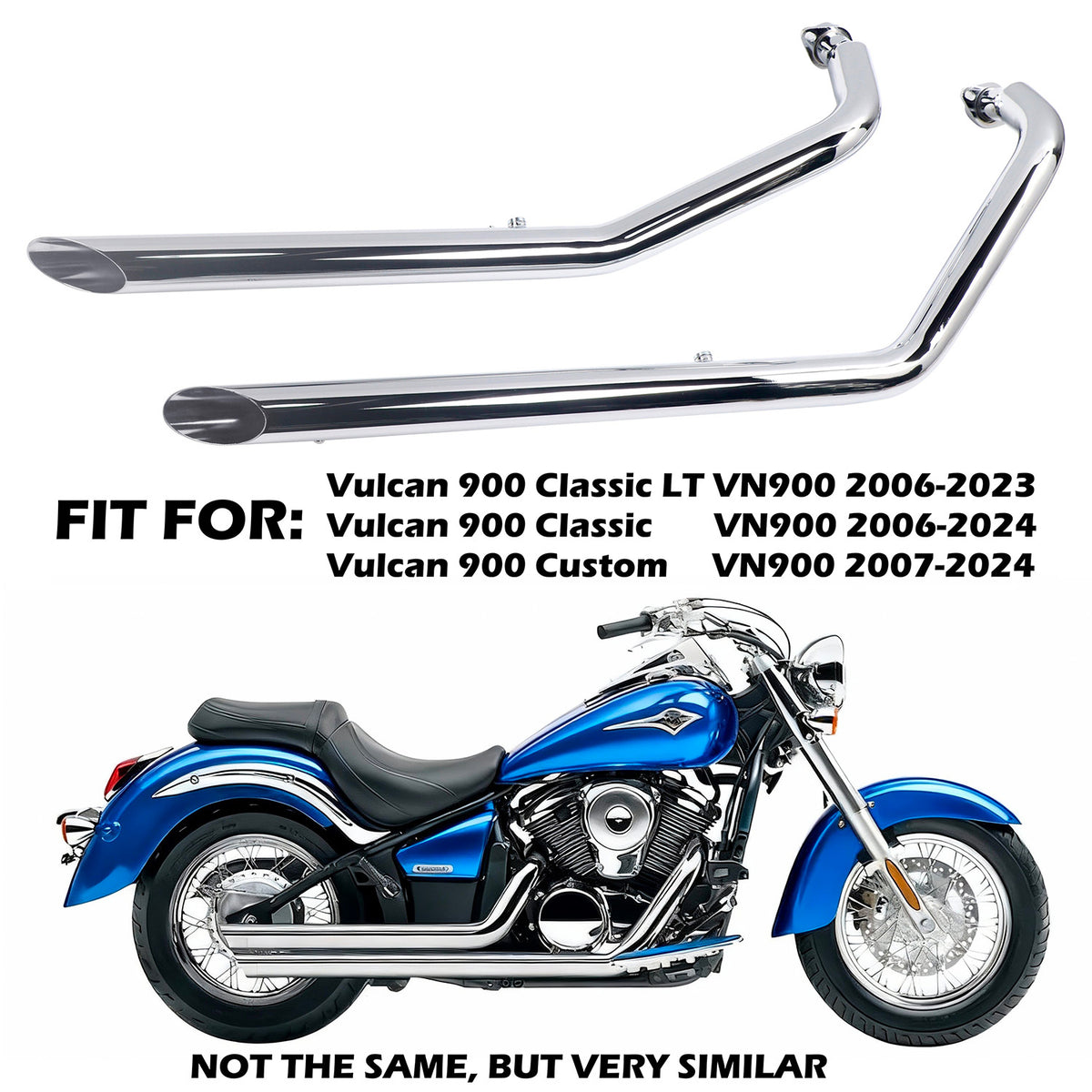Drag Exhaust for 2006-2024 Kawasaki Vulcan 900 VN900 Models | Bold Vintage Style Meets Aggressive Presence