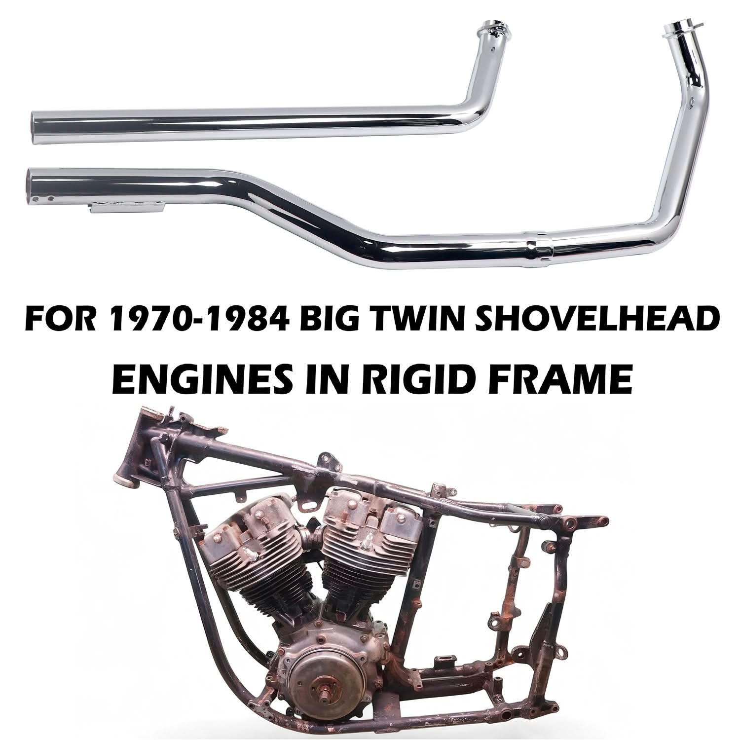 Shotgun Exhaust Pipe Set for 70-84 Big Twin Shovelhead Engines in Rigid Frame