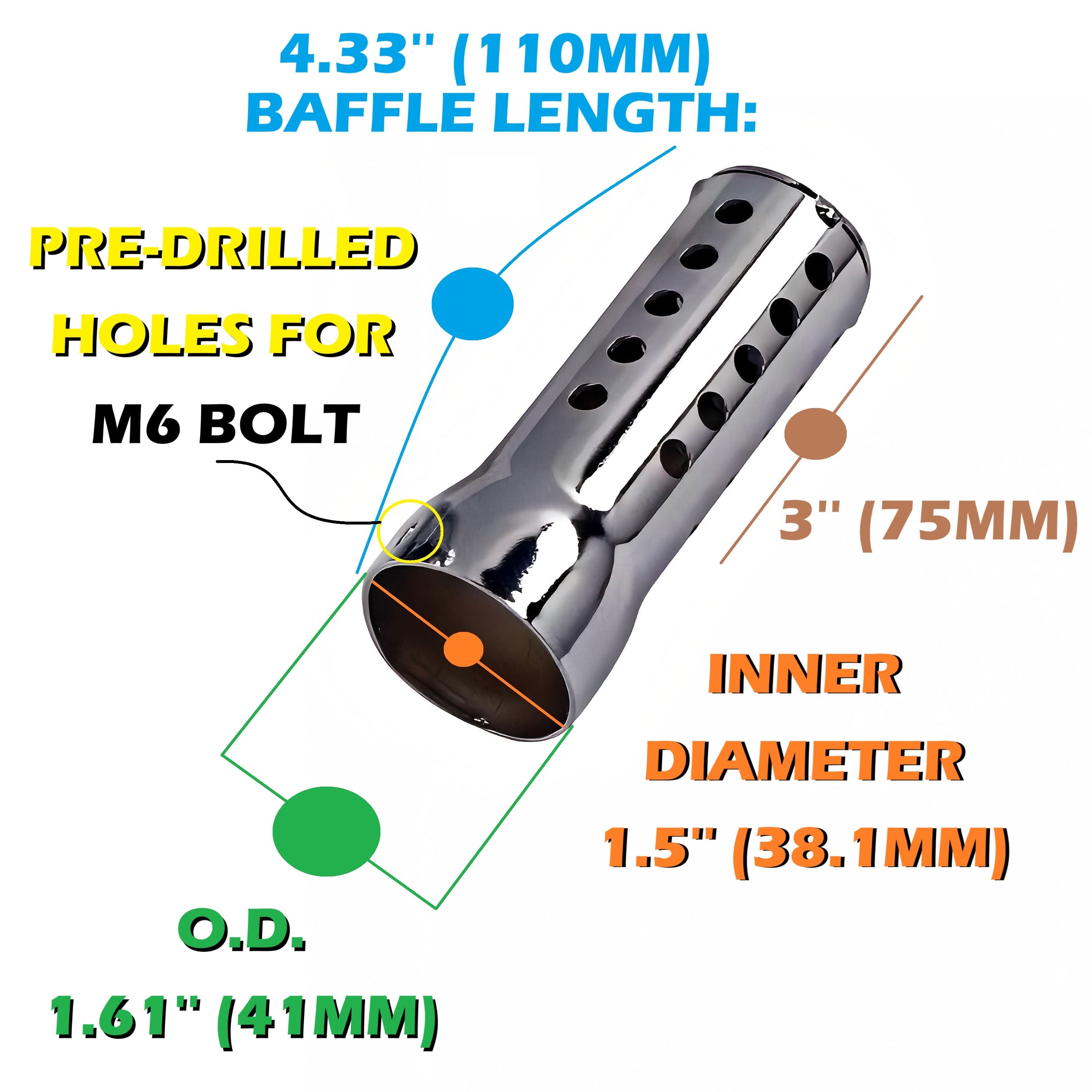 Mini Baffle Quiet Replacement For 1.75'' Straight Exhaust / Drag Exhaust / Dual Headers