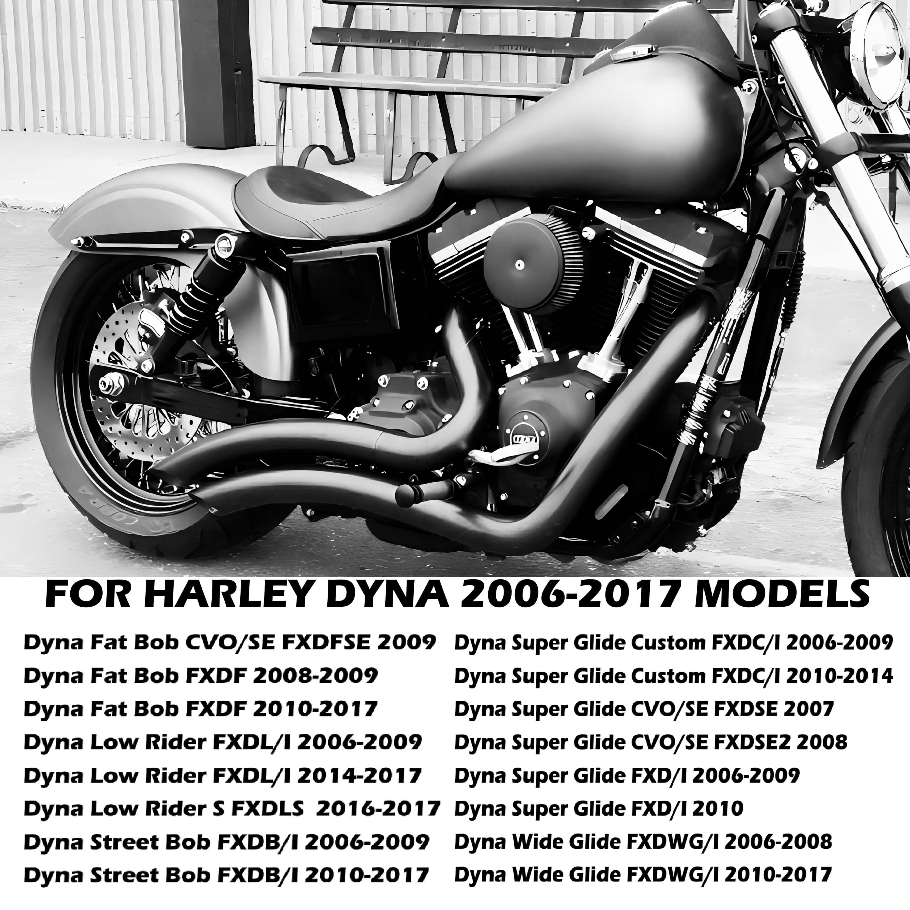 Bad Ass Style Stepped 2-Into-2 Exhaust For Harley Dyna 2006-2017 Models, Performance Great With Full Coverage Heat Shield - Ring Shark