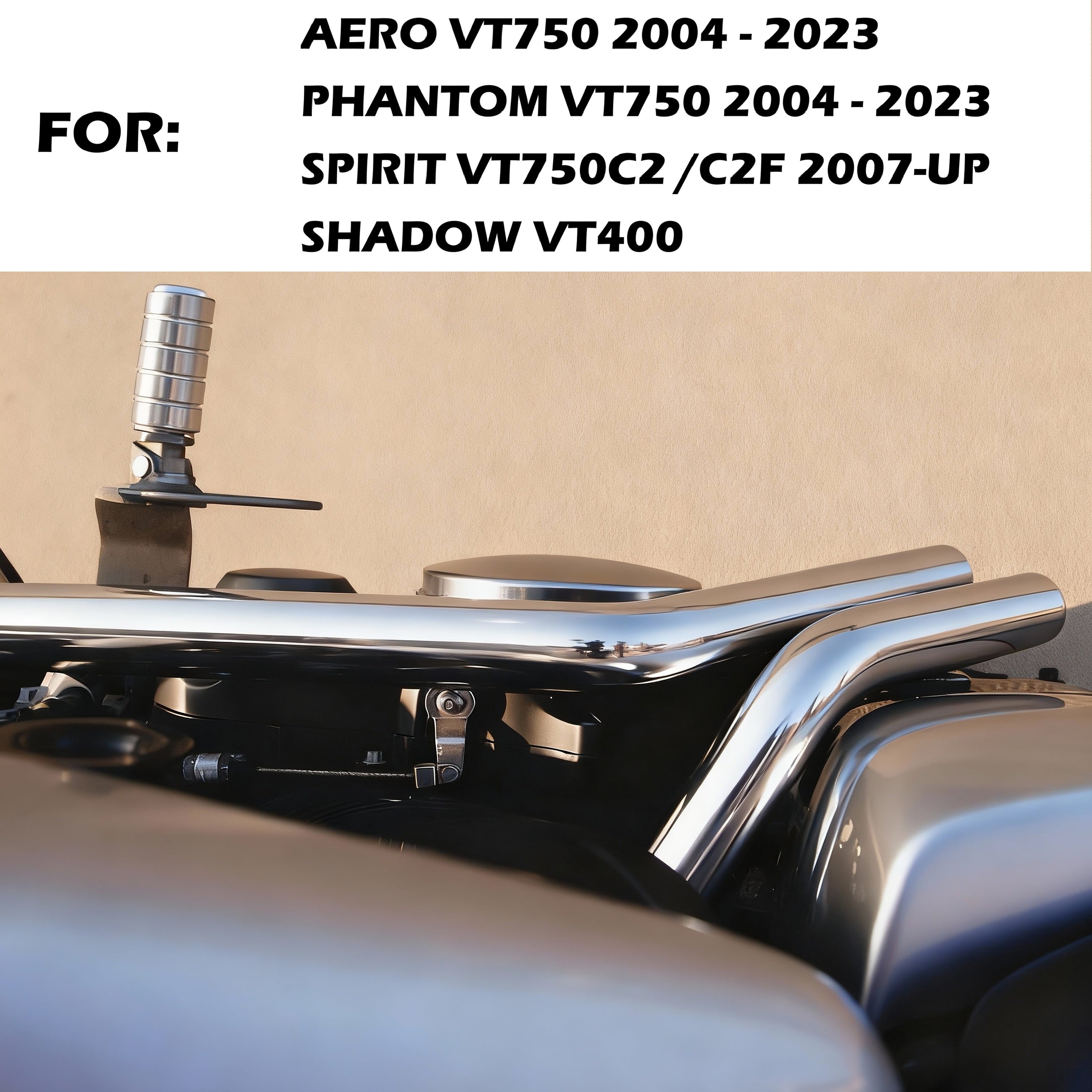 Rumble Tone Chrome Drag Exhaust for Honda VT750 Aero & Phantom, Fits Spirit VT750 & Honda Shadow VT400 Deep Sound & Polished Finish