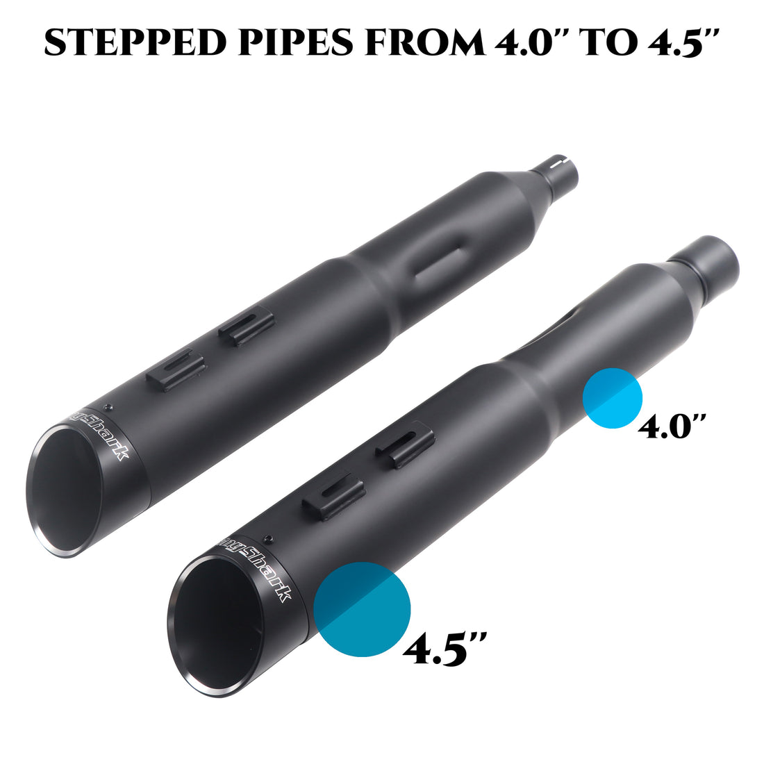 Stepped Ceramic 4.5" Matte Black Slip-On Mufflers For Harley Touring 2017-later - Ring Shark