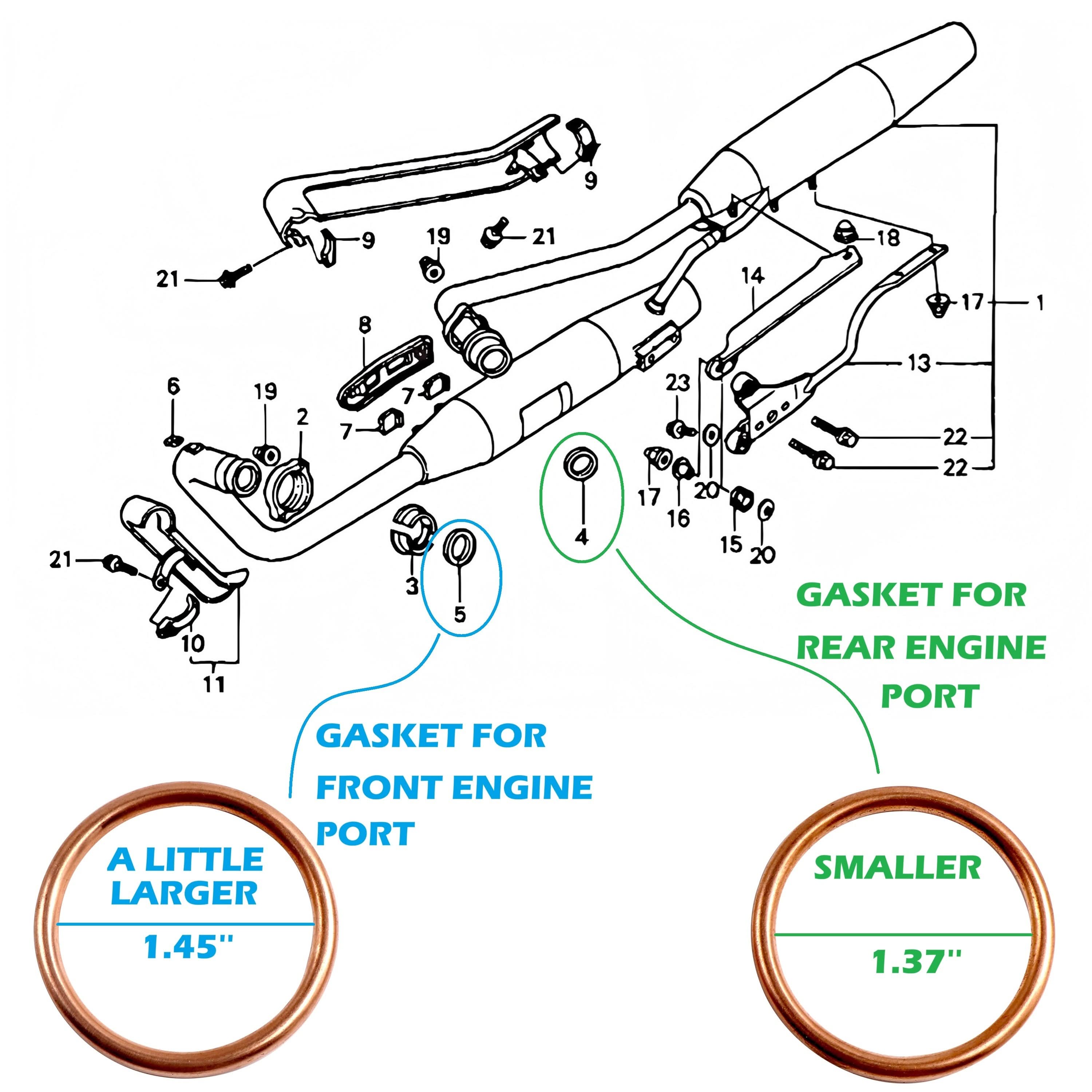 OEM Style Replacement Copper Exhaust Gasket for Honda VT600 Models, No Leaking - Ring Shark