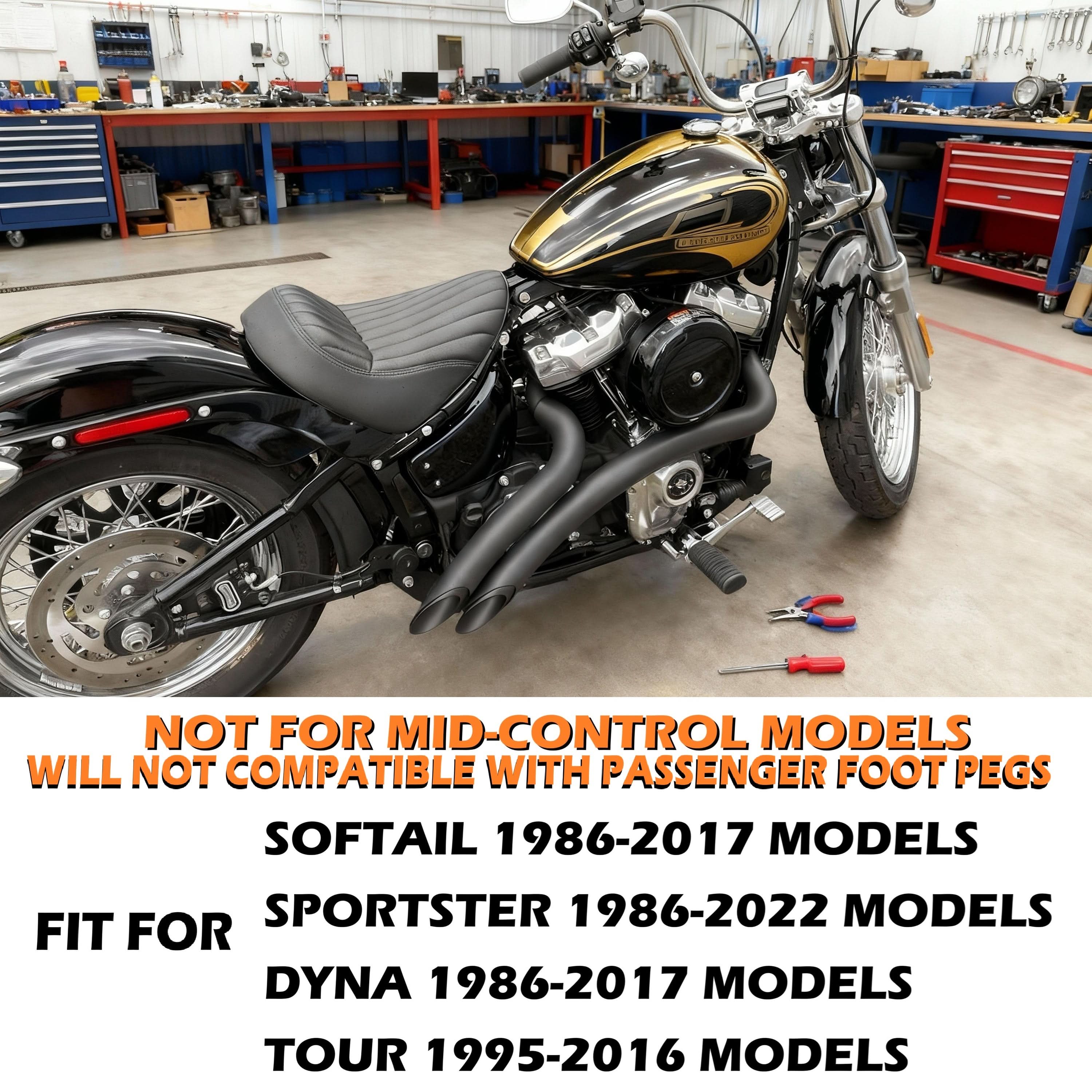 Powerful Sound 2 into 2 Premium Curved Radial Exhausts with Integrated Heat Shields – Built for Harley Performance