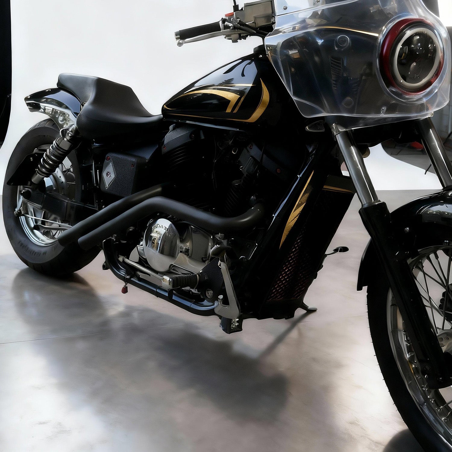 Drag Pipes Exhaust for Honda Shadow VT750 Spirit, ACE, RS, VT750DC, Deep Rumble & Matte Black Finish