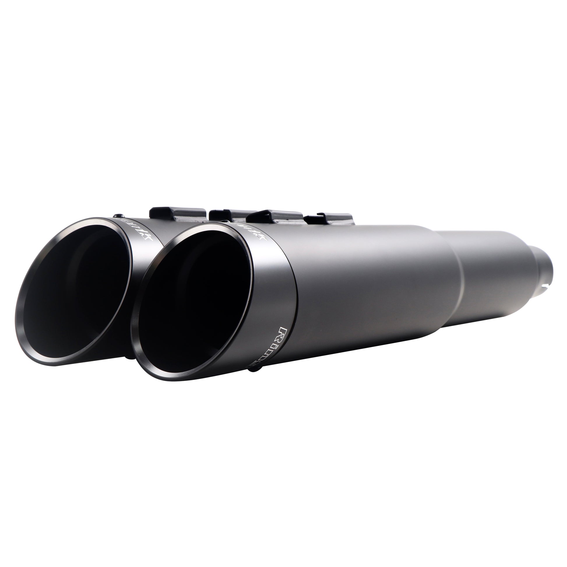 Stepped Ceramic 4.5" Matte Black Slip-On Mufflers For Harley Touring 2017-later - Ring Shark