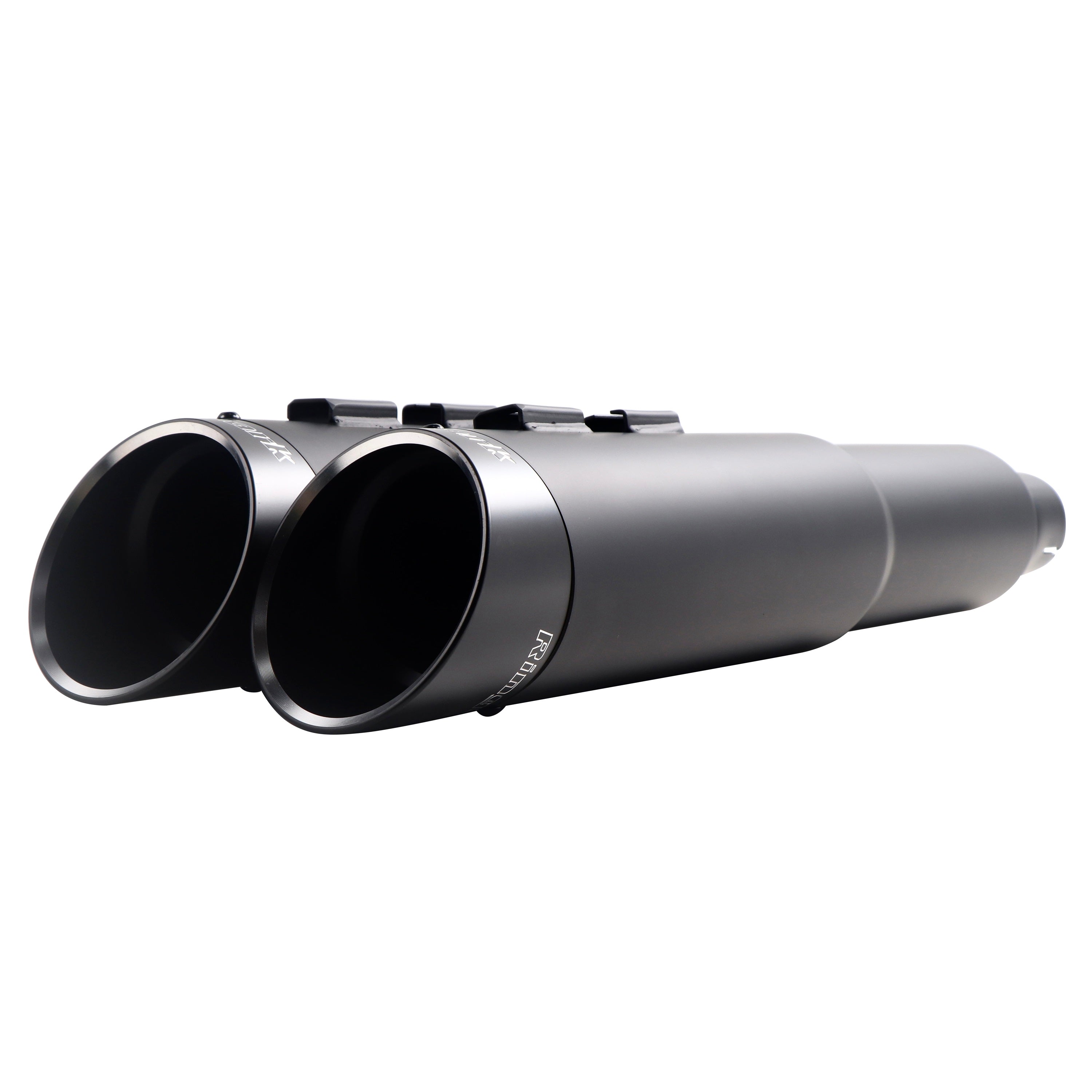 Stepped Ceramic 4.5" Matte Black Slip-On Mufflers For Harley Touring 2017-later - Ring Shark