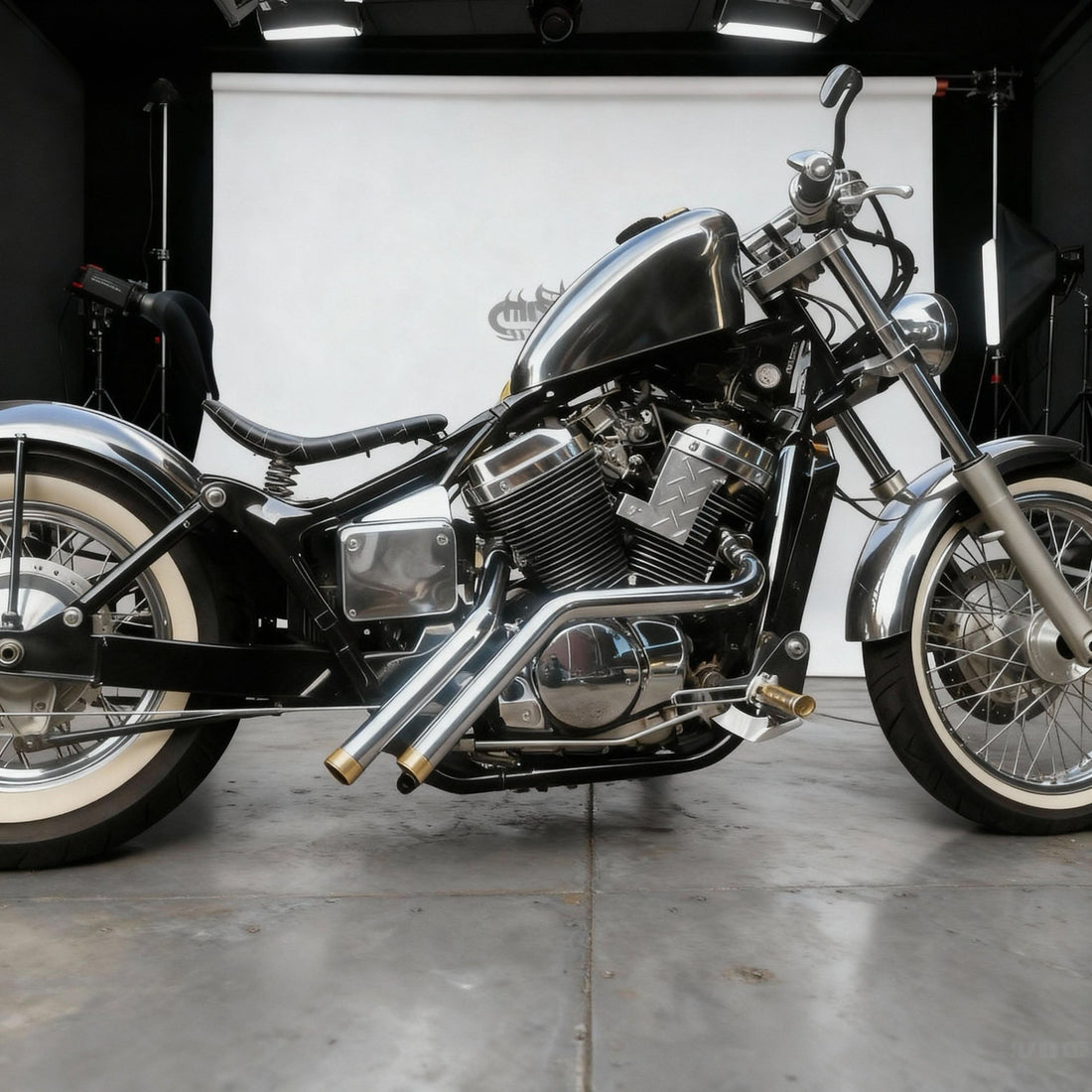 Drag Pipes Exhaust for Honda Shadow VT750 Spirit, ACE, RS, VT750DC, Deep Rumble & Matte Black Finish