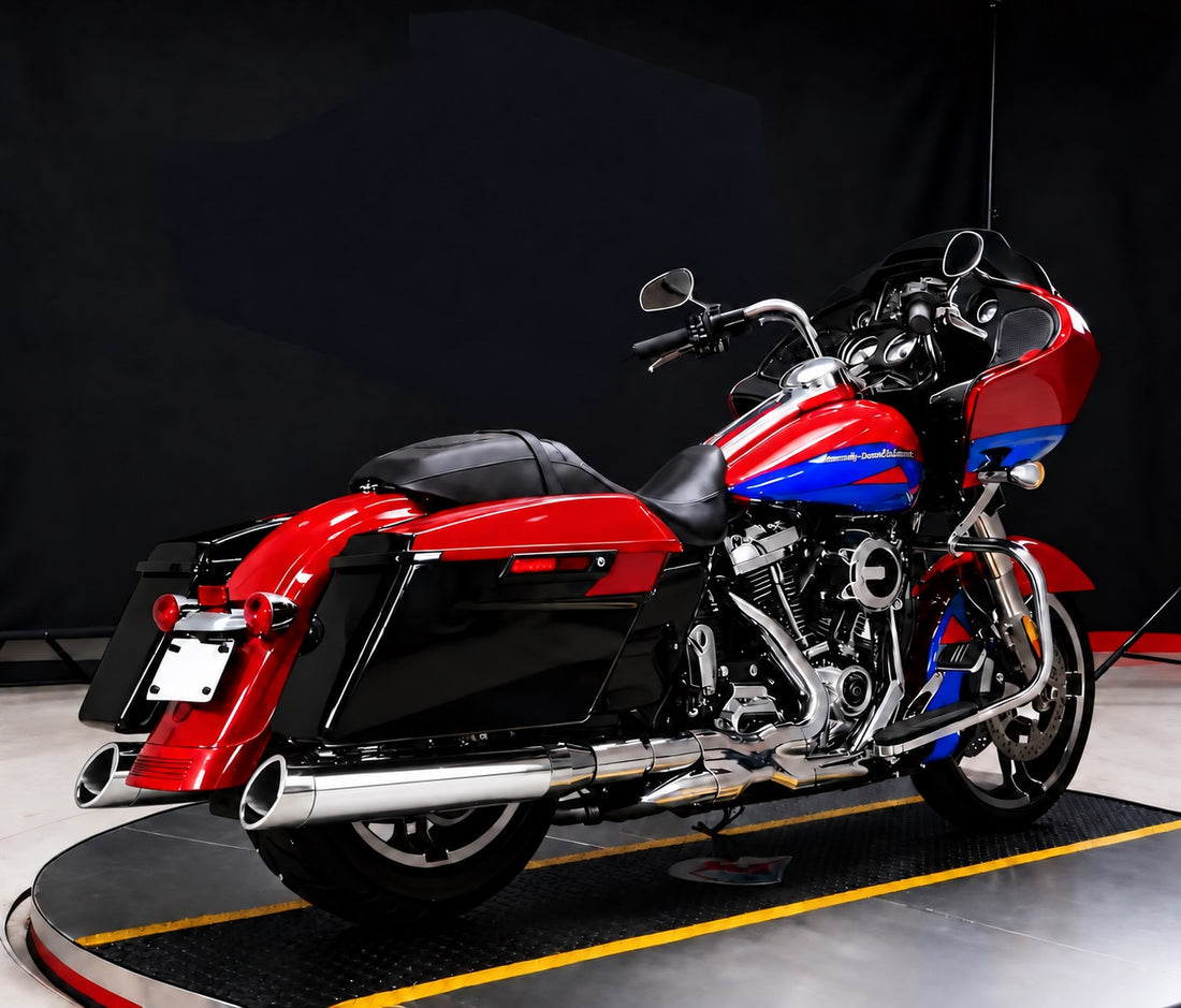 Ring Shark True Dual Exhaust system for Harley Touring 1995-2016 Chrome Power Header Pipes with Slip on Mufflers