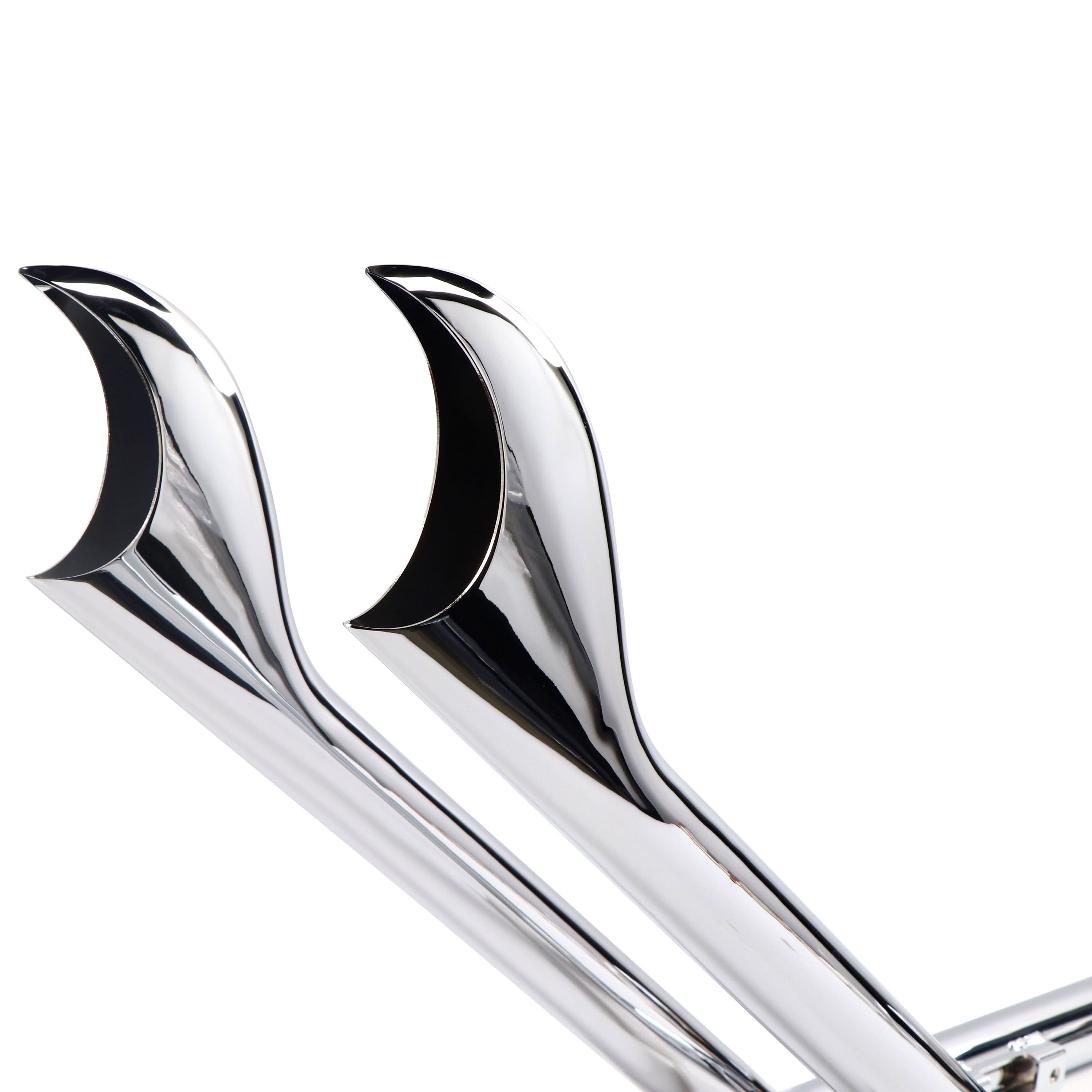 Unique Fishtail Cholo Style Upswept Extension Pipes for Harley Softail 2000-2017 Models WIth 1.75'' True Dual Exhaust Head Pipes, Elegant Classic Style