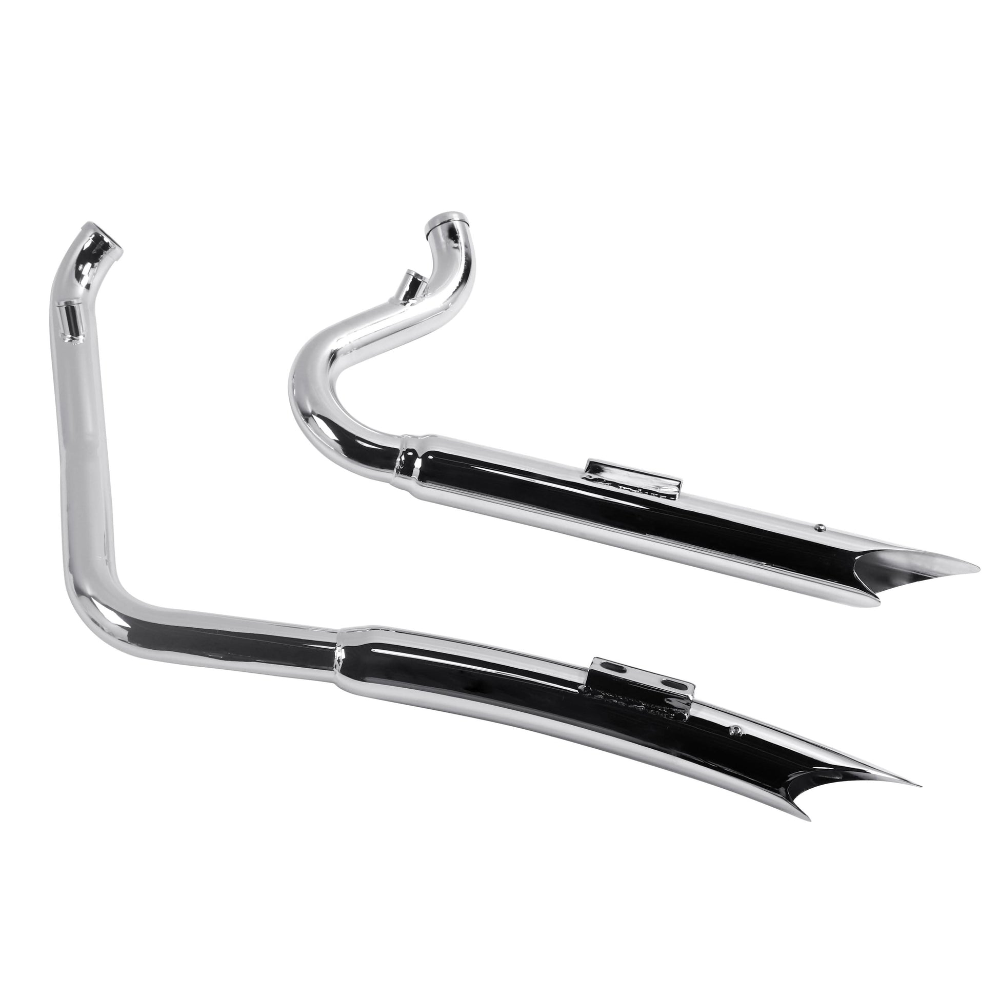 Bad Ass Style Stepped 2-Into-2 Exhaust For Harley Dyna 2006-2017 Models, Performance Great With Full Coverage Heat Shield - Ring Shark