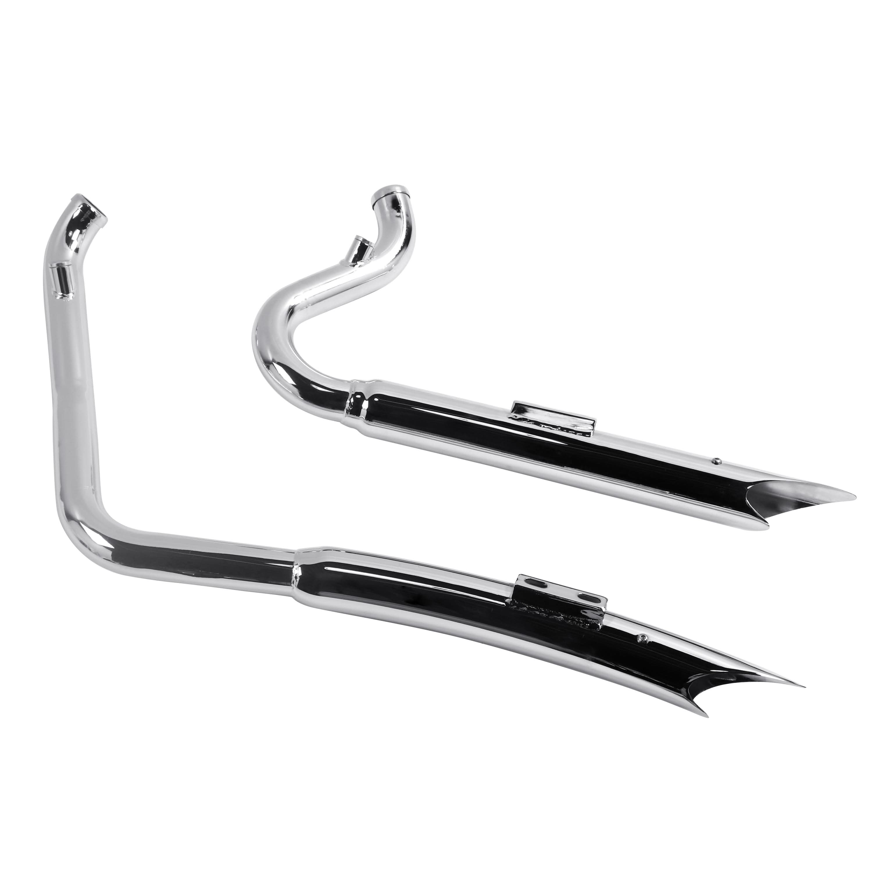 Bad Ass Style Stepped 2-Into-2 Exhaust For Harley Dyna 2006-2017 Models, Performance Great With Full Coverage Heat Shield - Ring Shark