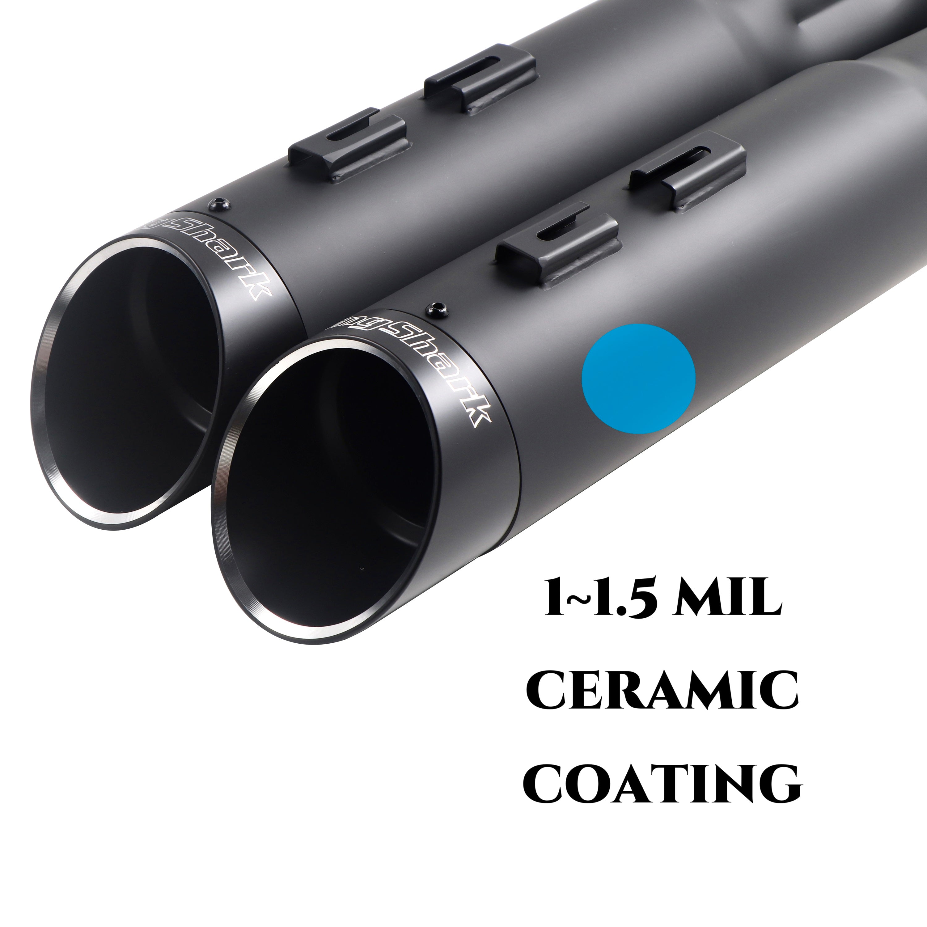 Stepped Ceramic 4.5" Matte Black Slip-On Mufflers For Harley Touring 2017-later - Ring Shark