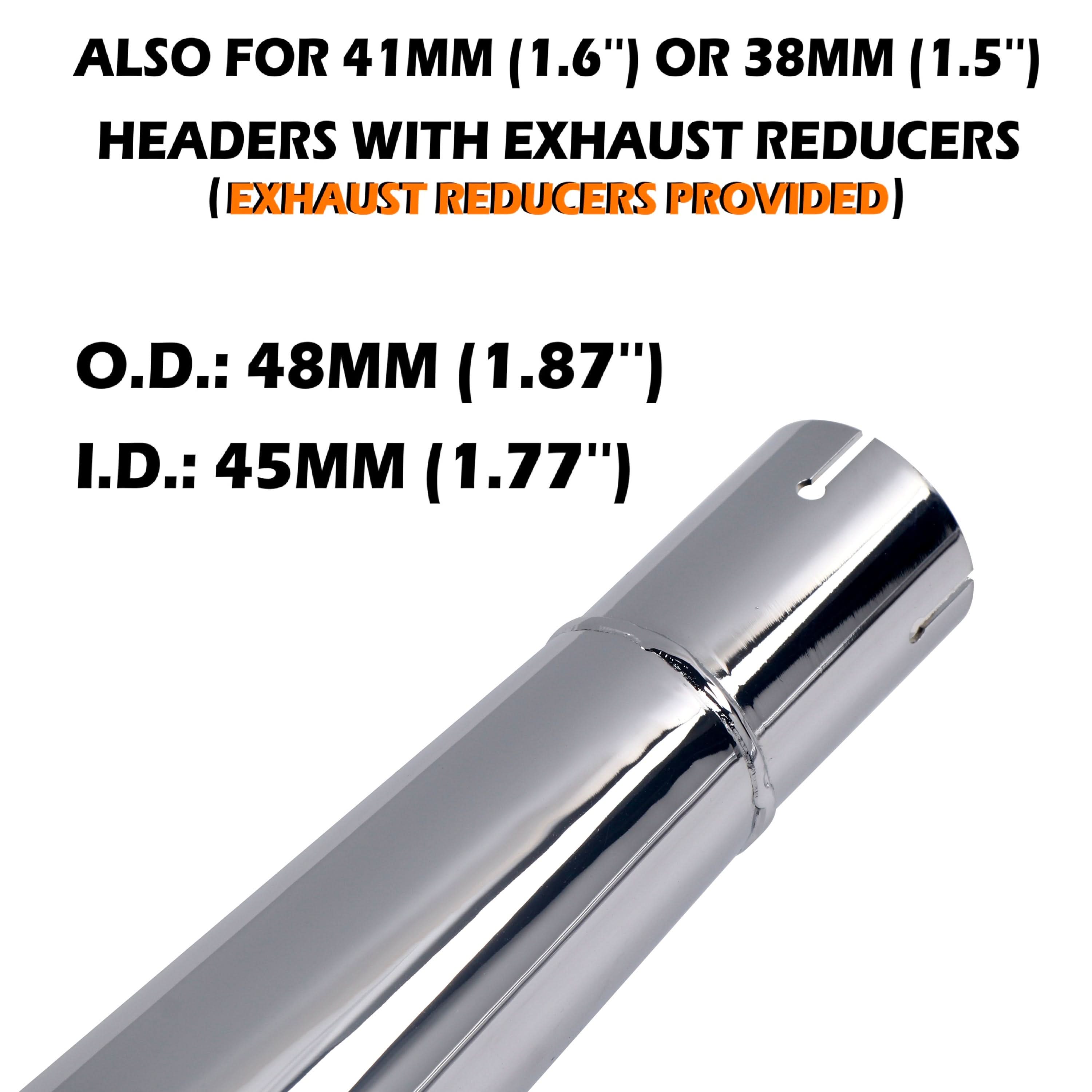 Trumpet Muffler Extension - Single Muffler Bolt on for 1-1/2 Inch to 1-3/4 Inch Head Pipes, Great Deep Rumble Sound