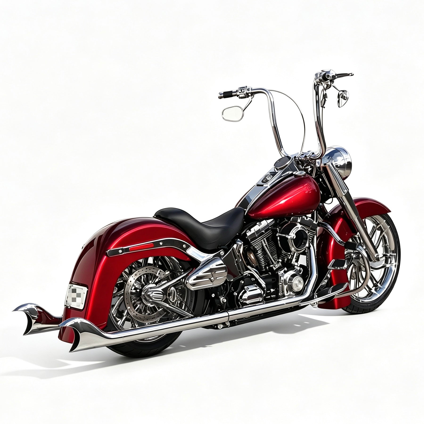 Ring Shark Cholo Full System Softail Cocktail Exhaust Performance True Dual Fishtail Exhaust for Harley Softail 2018- Later Models Upswept Fishtails