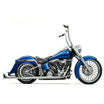 Ring Shark True Dual 1 7/8" Fishtail Exhaust W/O Baffles Cholo Full System Softail Performance for Harley Softail 2000-2017 Models Upswept Fishtails