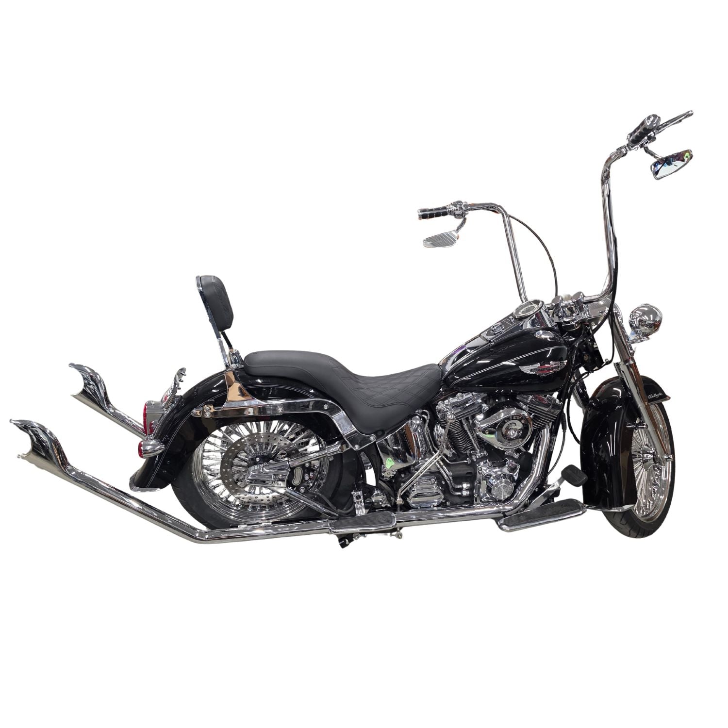 Cholo Pipes Softail Cocktail Exhaust Performance True Dual Fishtail Exhaust Full System for Harley Softail 2000-2017 Models Upswept Fishtails