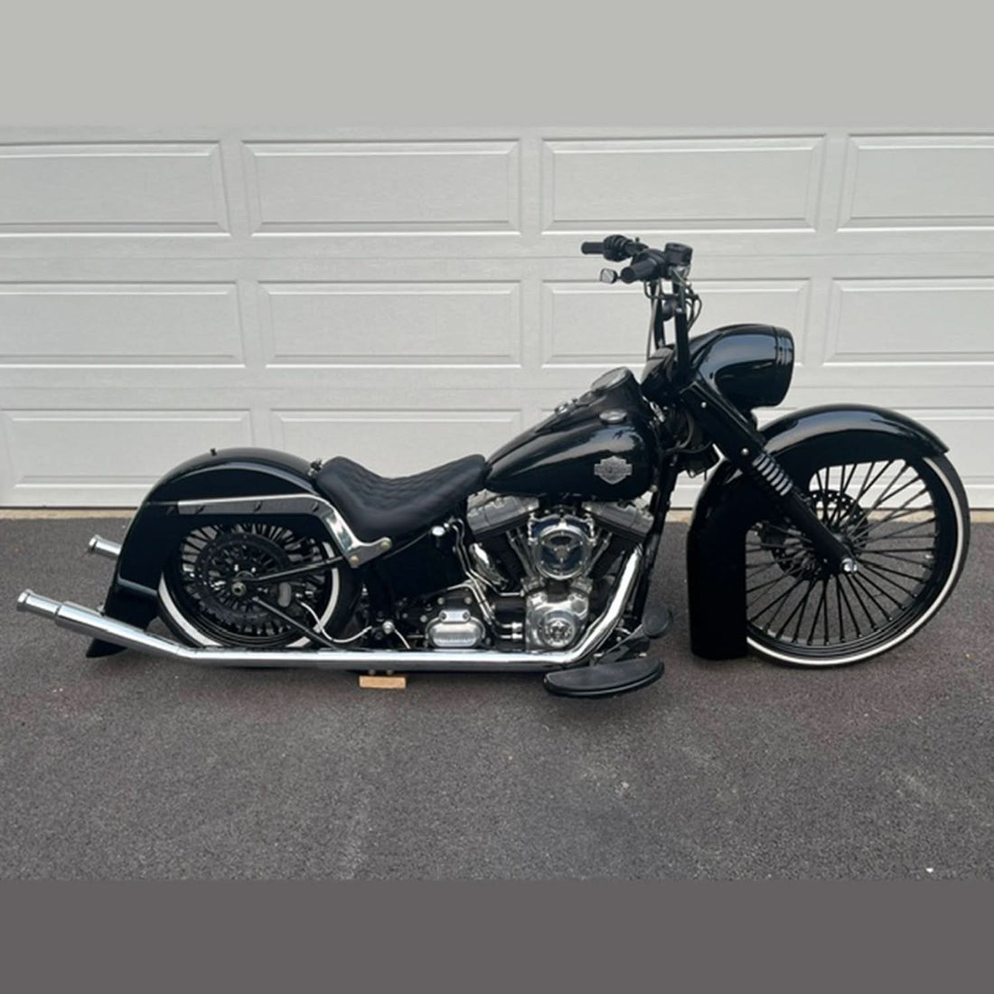 Ring Shark Cholo Full System Softail Cocktail Exhaust Performance True Dual Fishtail Exhaust for Harley Softail 2000-2017 Models Upswept Fishtails