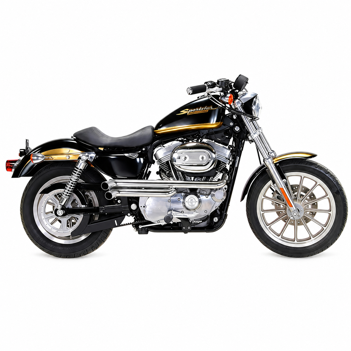 Aggressive Sportster Drag Pipes Chrome Set for Harley Sportster Exhaust Pipes Update 2004-2022 Chrome Dual Drag Pipes