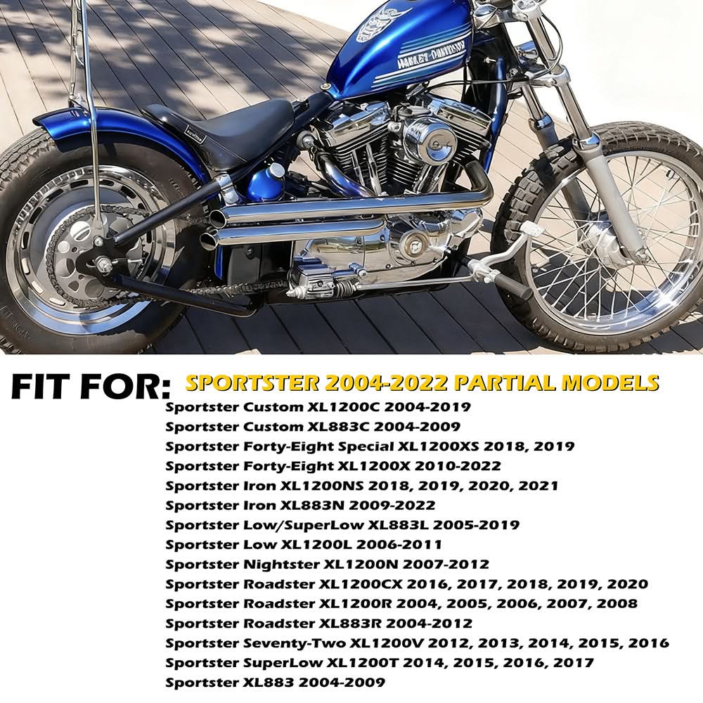 Aggressive Sportster Drag Pipes Chrome Set for Harley Sportster Exhaust Pipes Update 2004-2022 Chrome Dual Drag Pipes