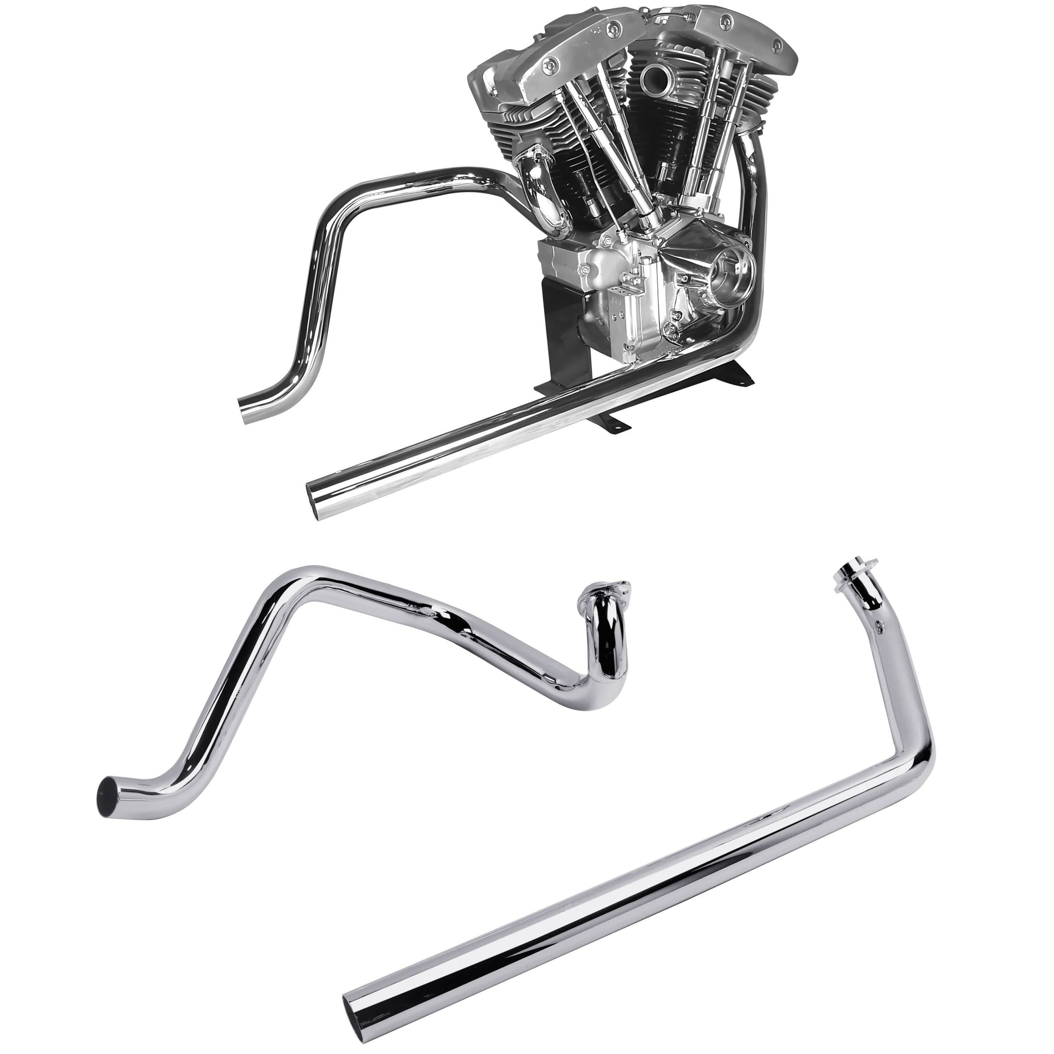 True Dual Headers for Harley Shovelhead Exhaust FL 70-84, Not for 81 FLT 5 Speed - Ring Shark