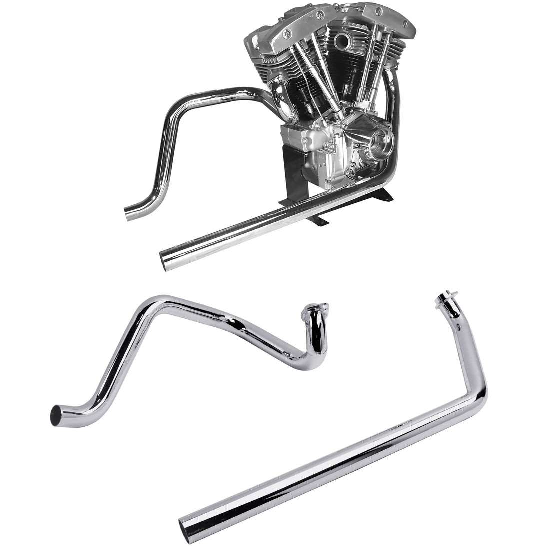 True Dual Headers for Harley Shovelhead Exhaust FL 70-84, Not for 81 FLT 5 Speed - Ring Shark