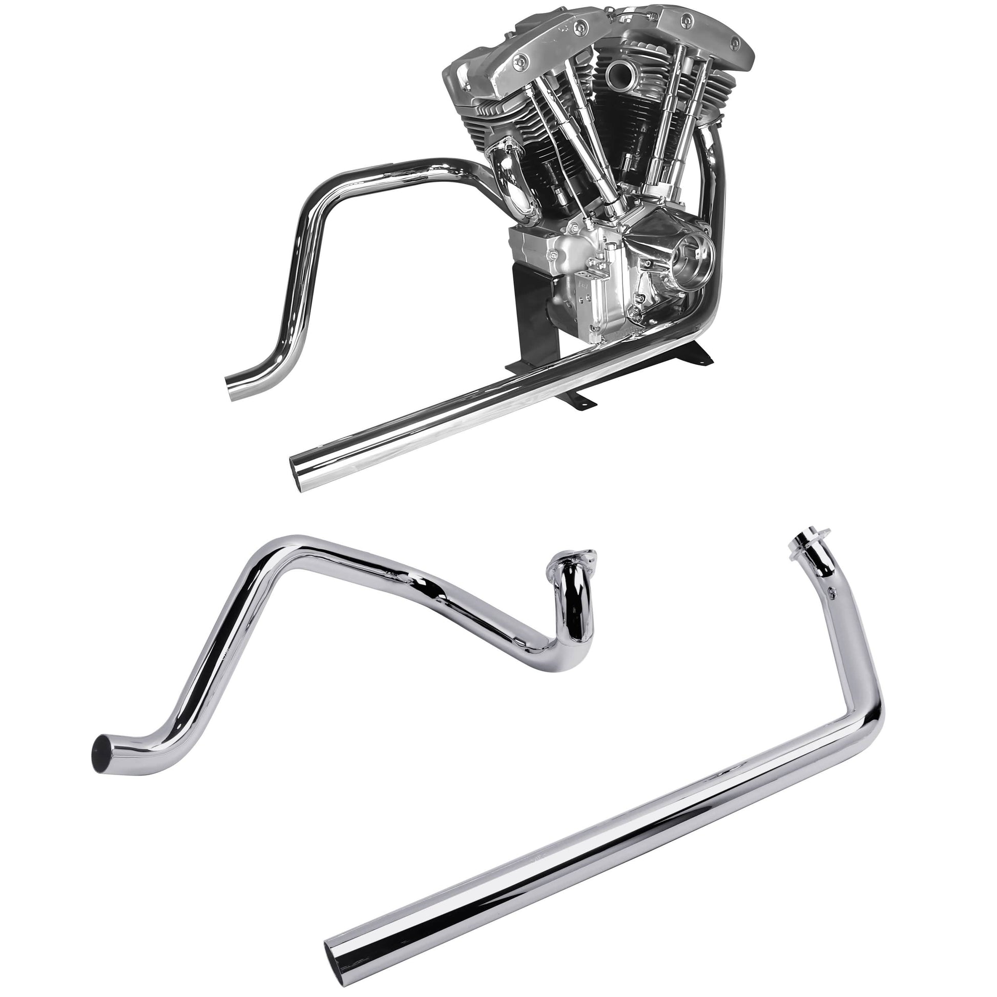 True Dual Headers for Harley Shovelhead Exhaust FL 70-84, Not for 81 FLT 5 Speed - Ring Shark