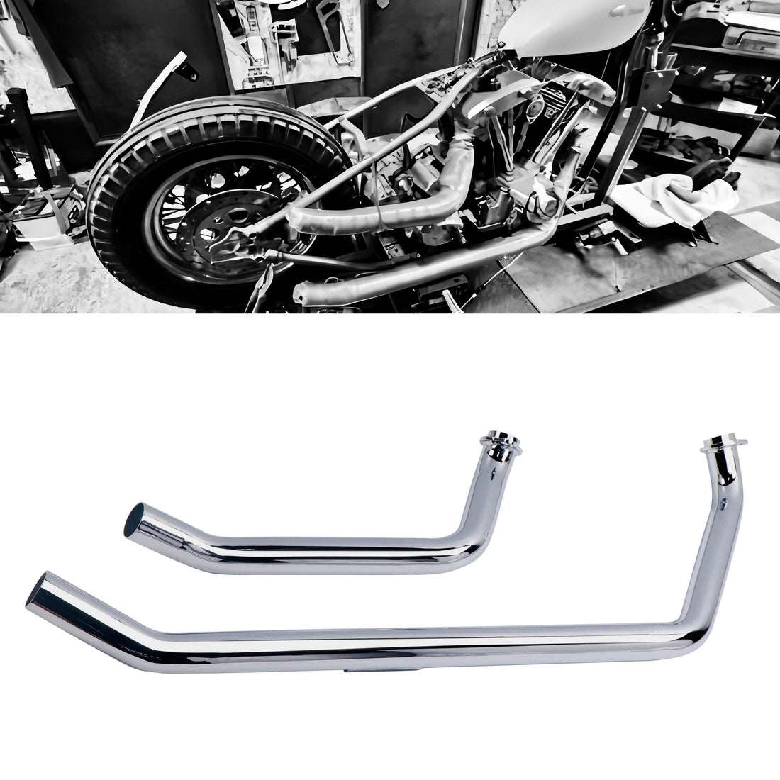 Upswept-exhaust Headers for Harley Shovelhead Exhaust Pipes 1970-1984 Custom - Ring Shark