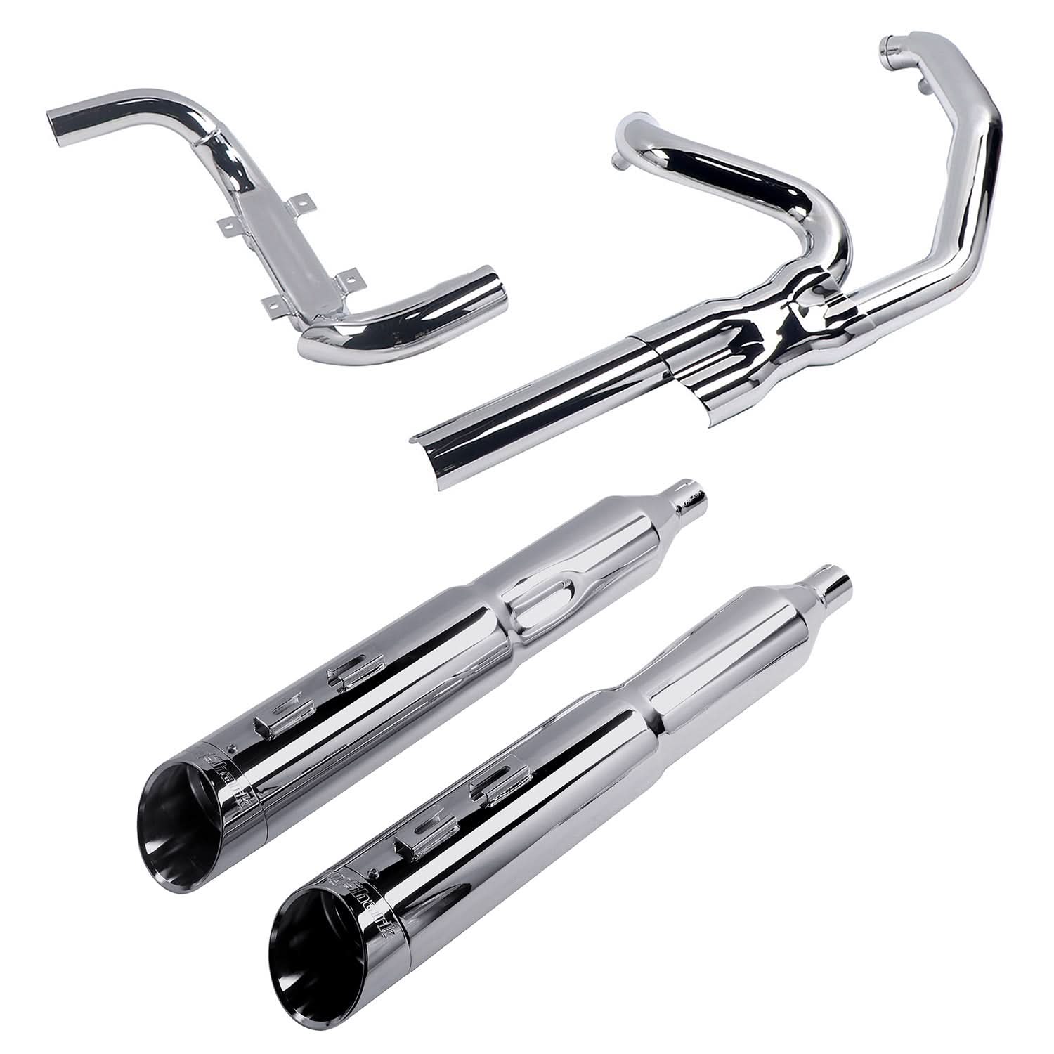 True Dual Exhaust system for Harley Touring 1995 - 2008 Chrome Power Header Pipes with Slip on Mufflers