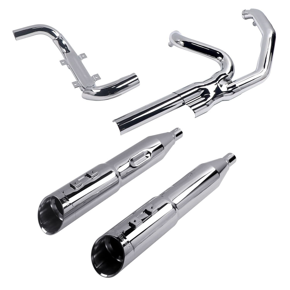 True Dual Exhaust system for Harley Touring 1995 - 2008 Chrome Power Header Pipeswith Slip on Mufflers