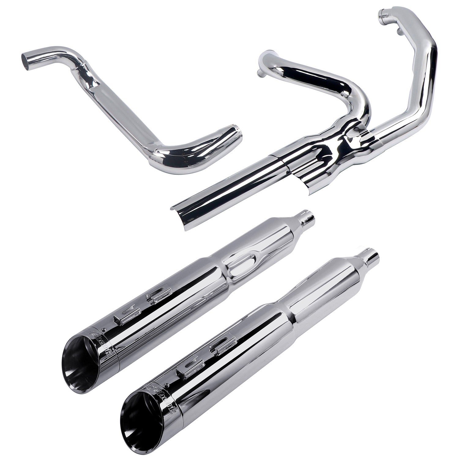 True Dual Exhaust system for Harley Touring 2009-2016 Chrome Power Header Pipes with Slip on Mufflers