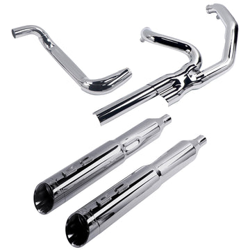 True Dual Exhaust system for Harley Touring 2009-2016 Chrome Power Header Pipes with Slip on Mufflers