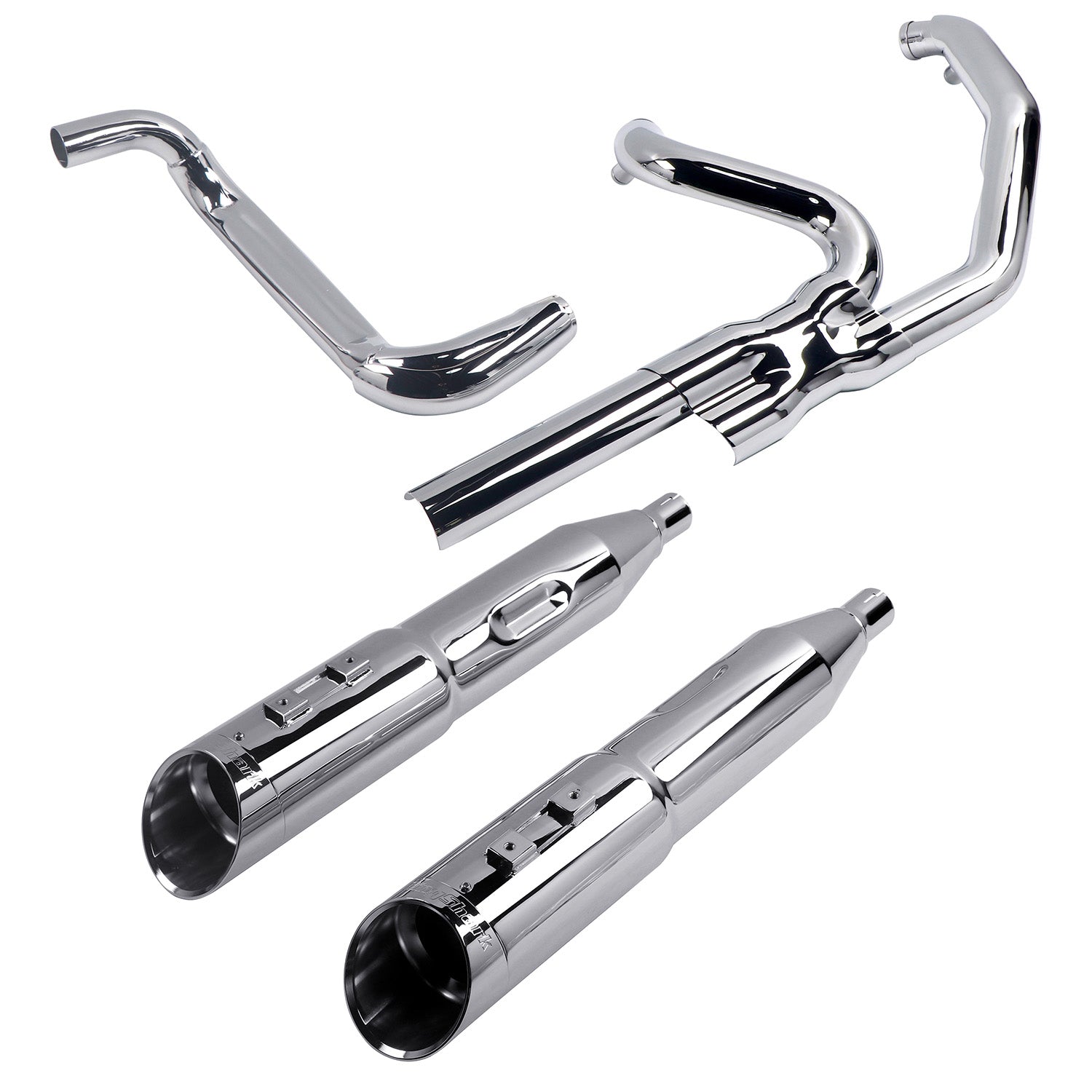 True Dual Exhaust system for Harley Touring 2009-2016 Chrome Power Header Pipes with Slip on Mufflers