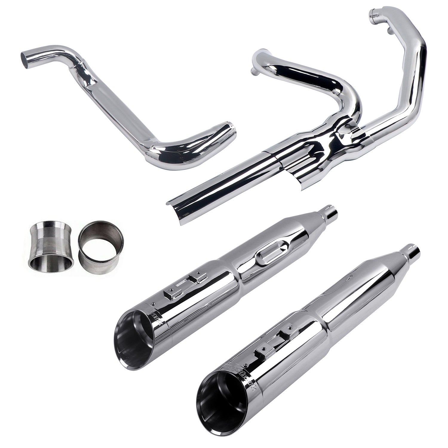True Dual Exhaust system for Harley Touring 1995-2016 Chrome Power Header Pipes with Slip on Mufflers