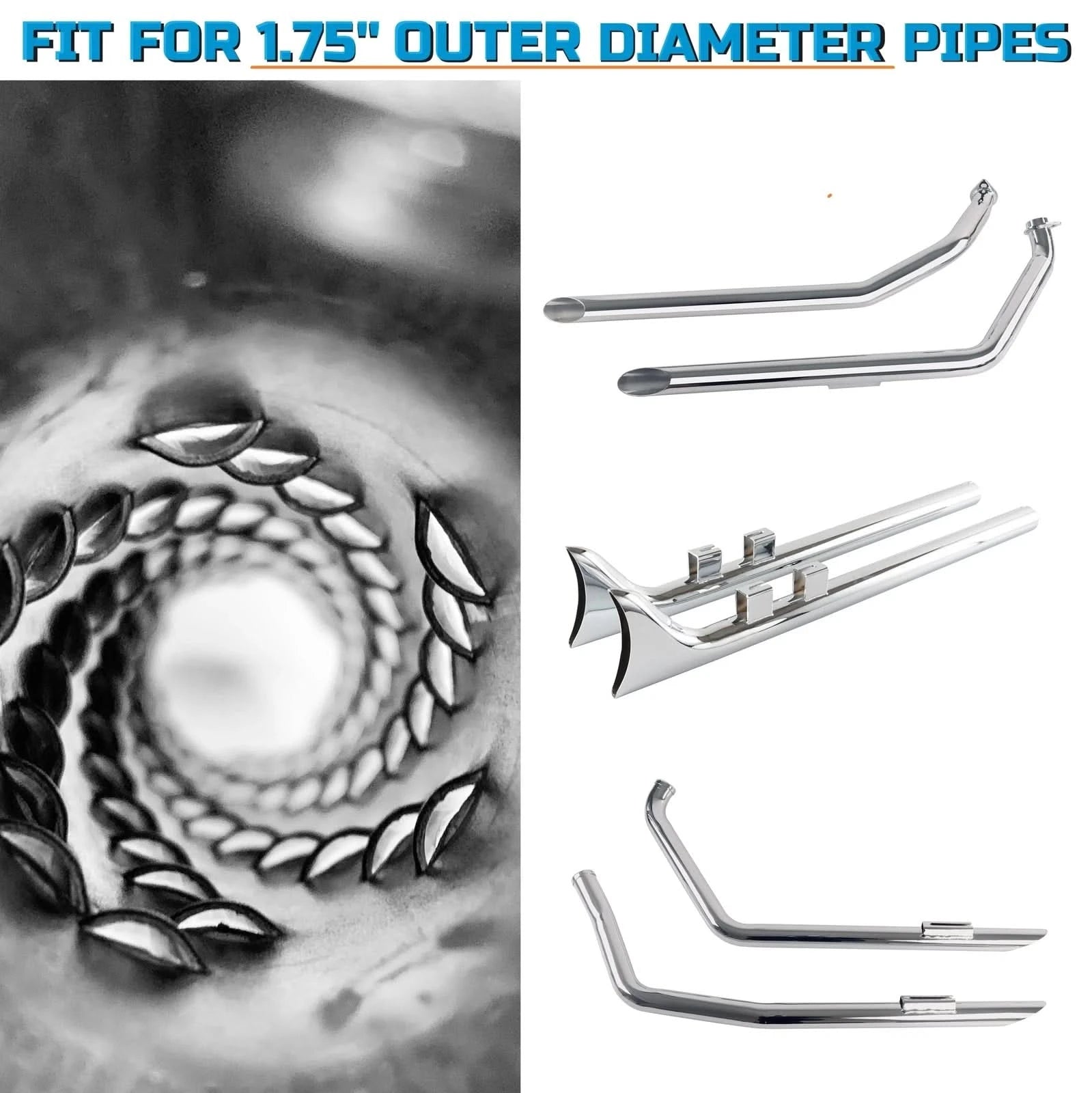 Baffles Insert for 1.75" Drag Pipes Fishtail Exhaust