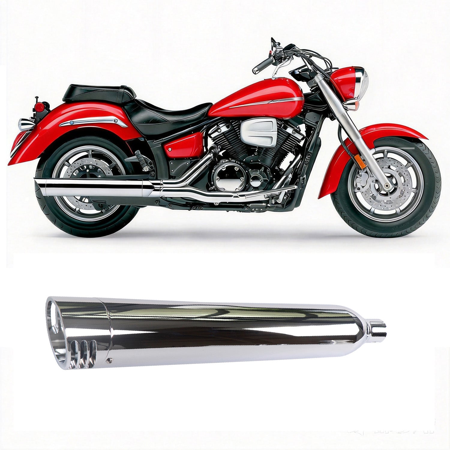 Yamaha 4" Slip On Mufflers Chrome for 2007-2017 Yamaha V-Star XVS1300